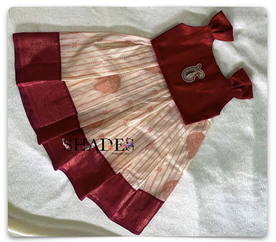 Maroon and cream traditional skirt top
