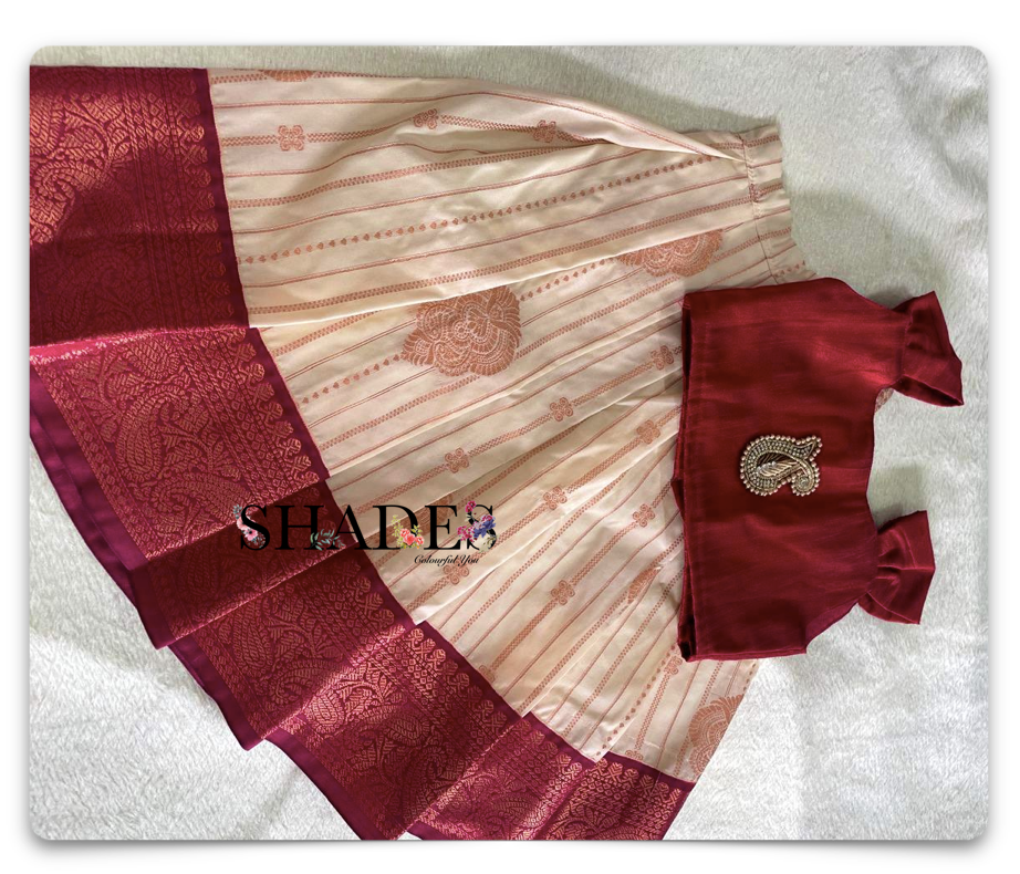 Maroon and cream traditional skirt top