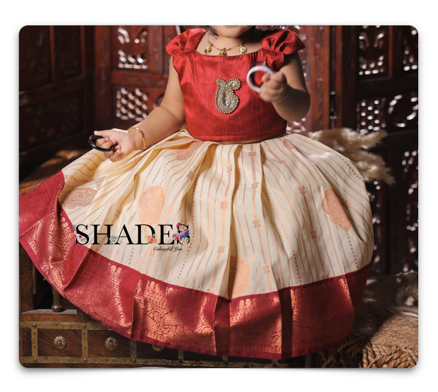 Maroon and cream traditional skirt top