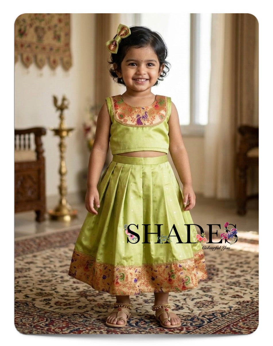 Olive Green bloom pavada set
