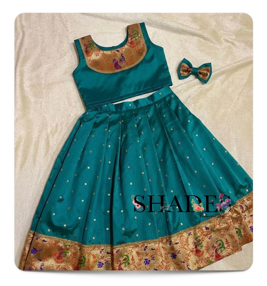 Rama green bloom pavada set