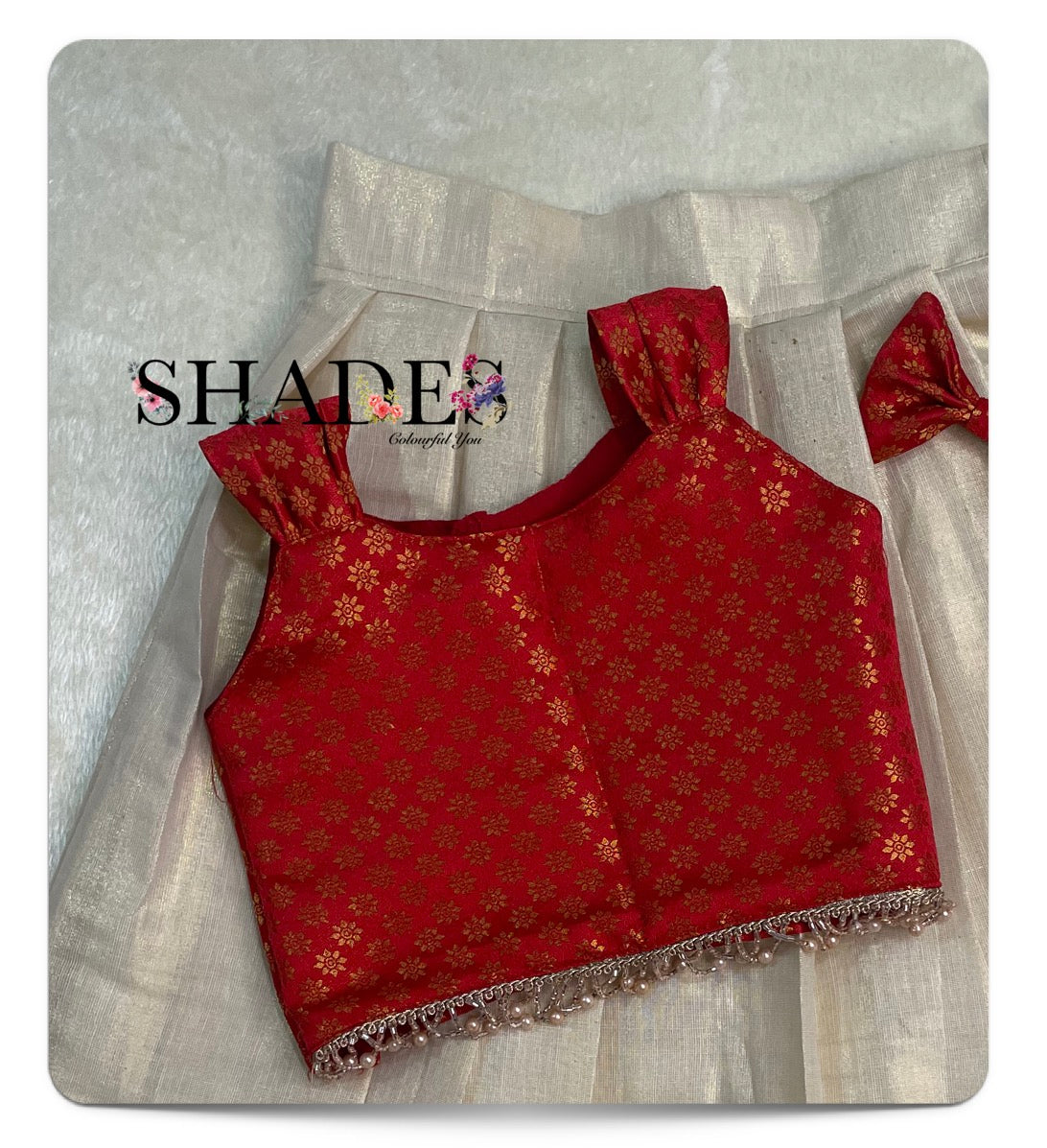 Red brocade Top and Skirt