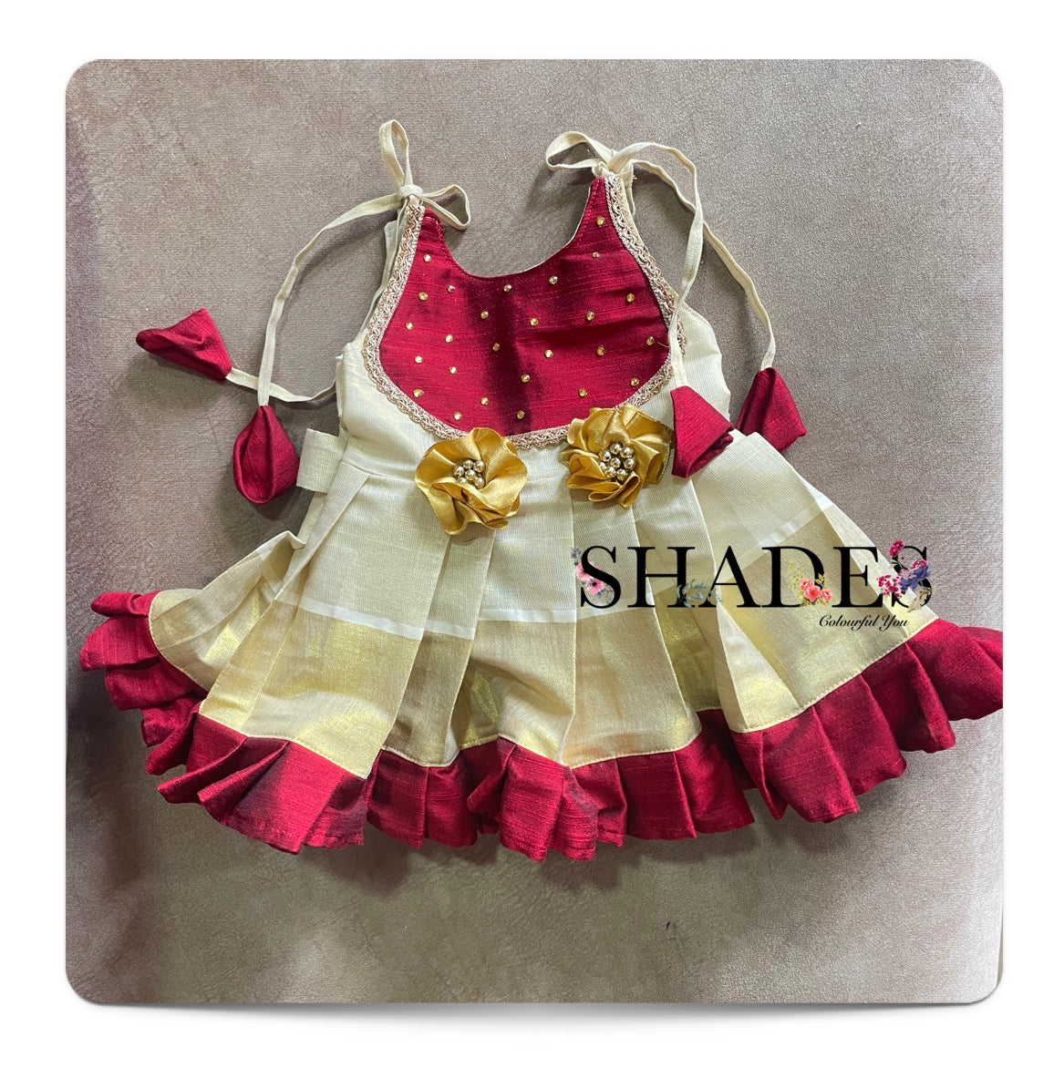 Golden and Maroon baby dress