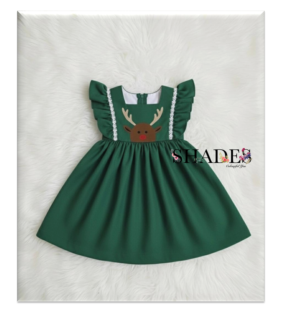 Green reindeer frock