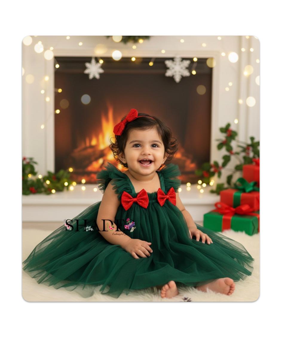 Green net Christmas frock