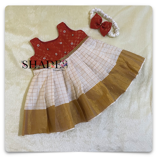 Red and white traditional frock