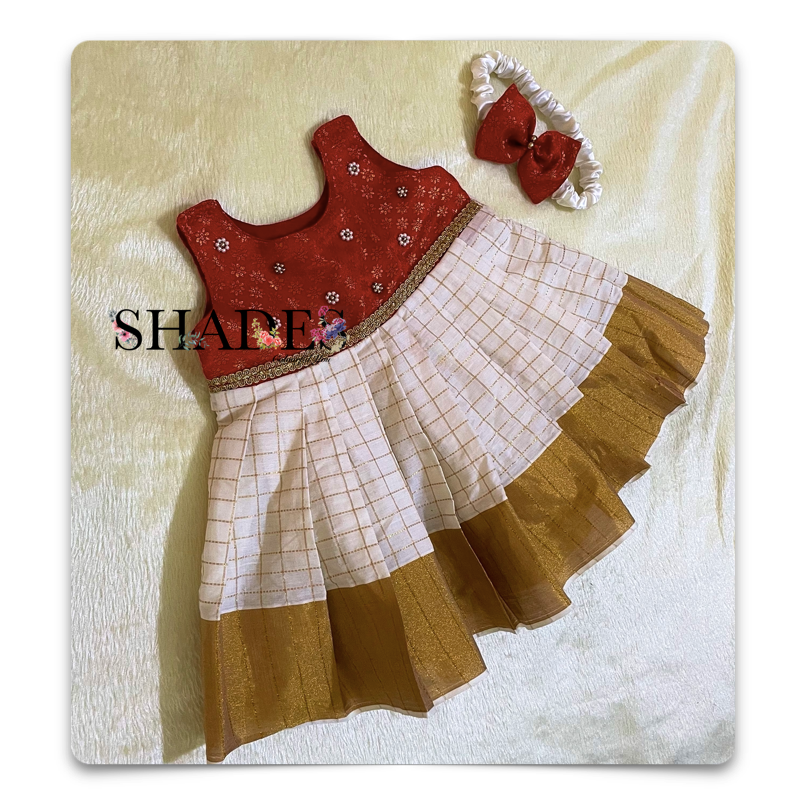 Red and white traditional frock