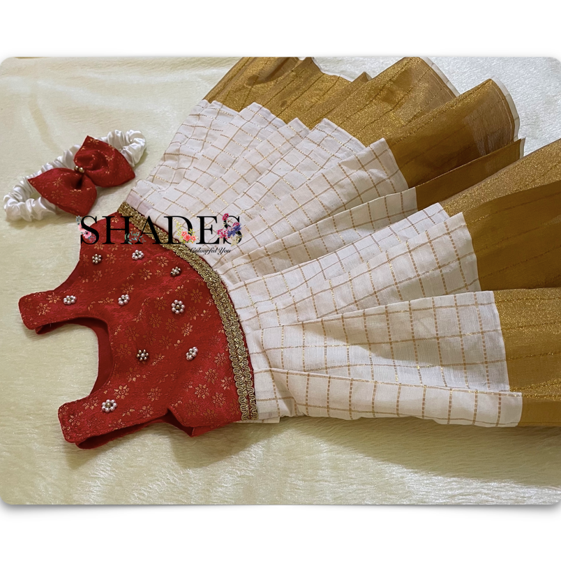 Red and white traditional frock
