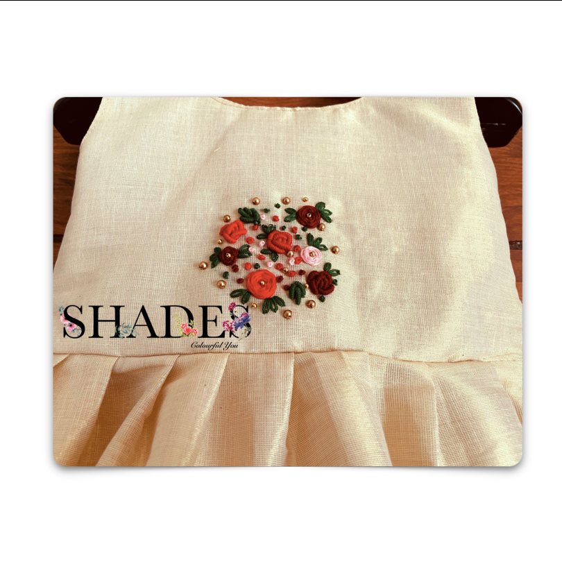 Classic embroidered tissue frock - Golden