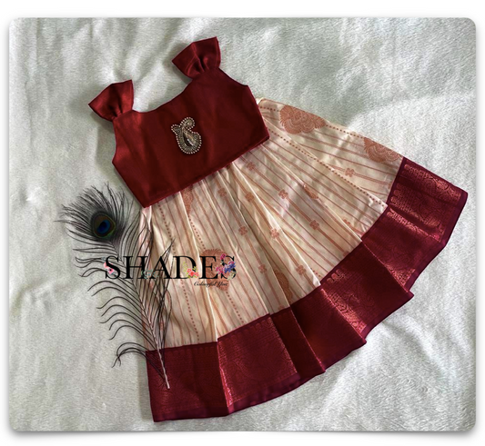 Maroon and cream traditional skirt top