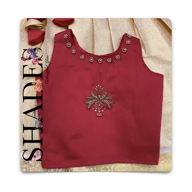 Red and golden brocade skirt top