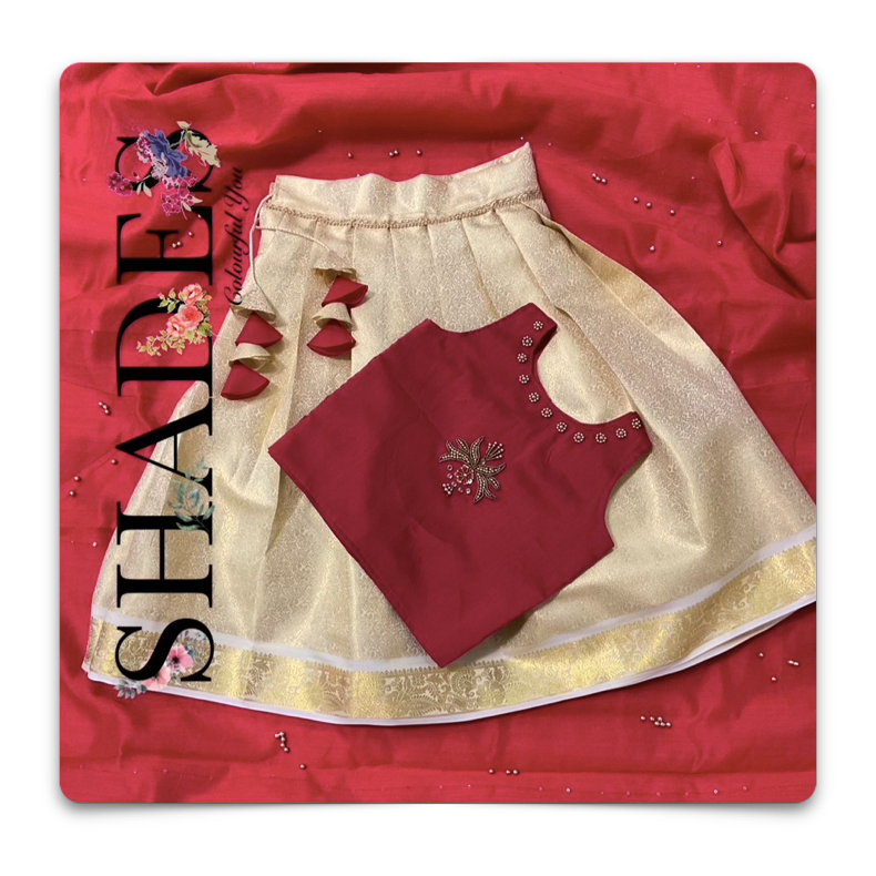 Red and golden brocade skirt top
