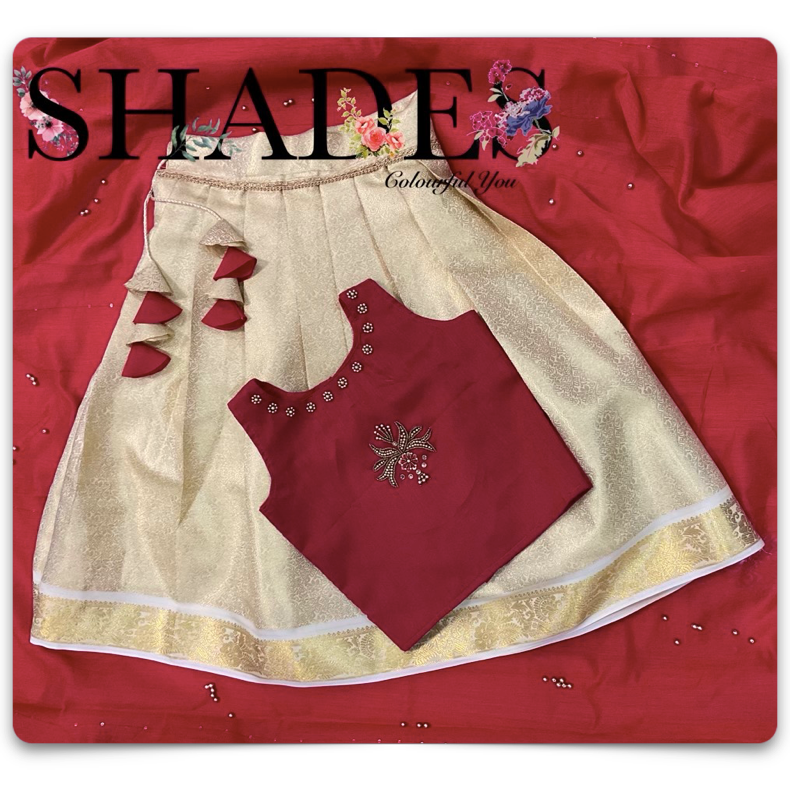 Red and golden brocade skirt top