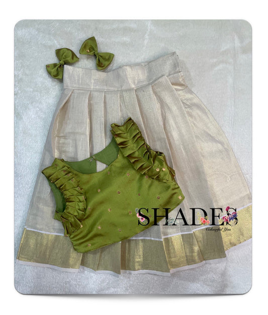 Light Olive Green Top and Skirt