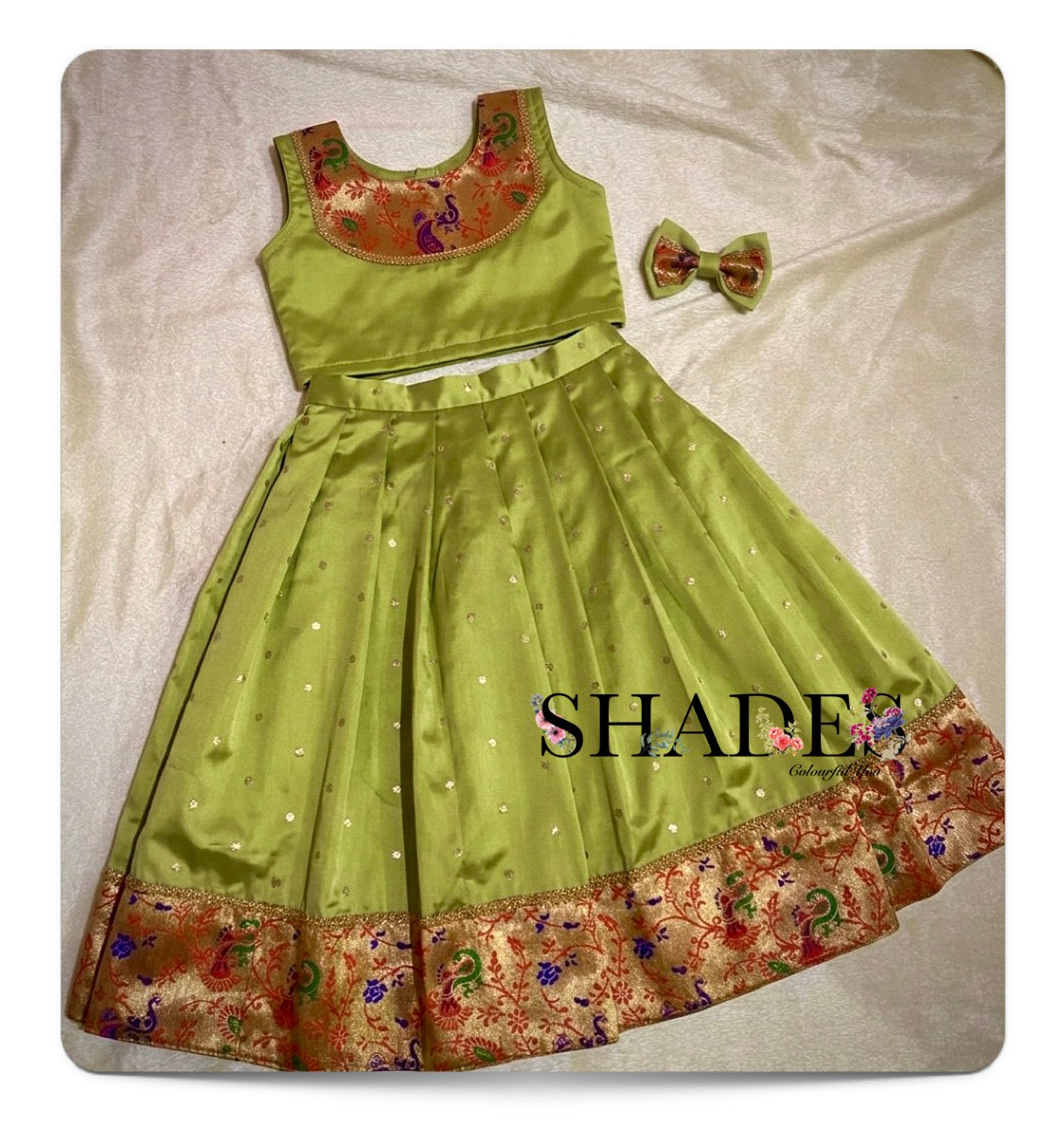 Olive Green bloom pavada set