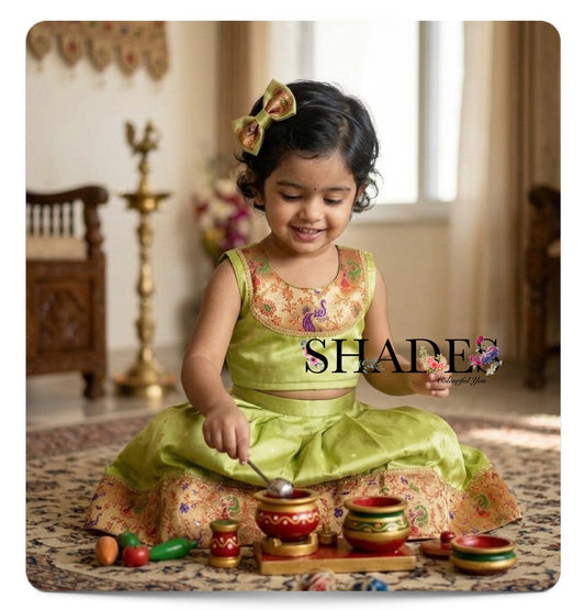 Olive Green bloom pavada set