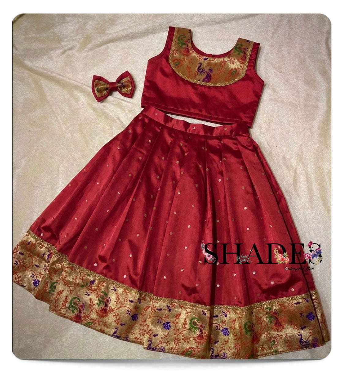Red bloom pavada set