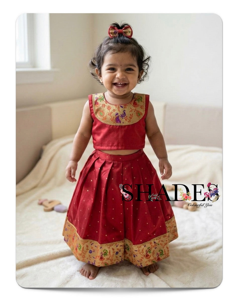 Red bloom pavada set
