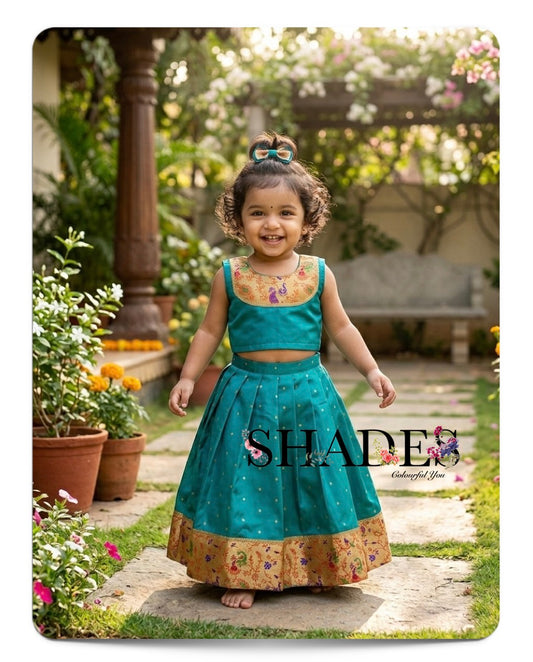 Rama green bloom pavada set