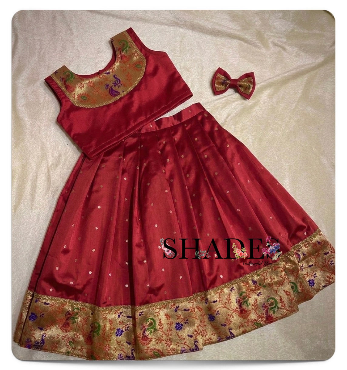 Red bloom pavada set