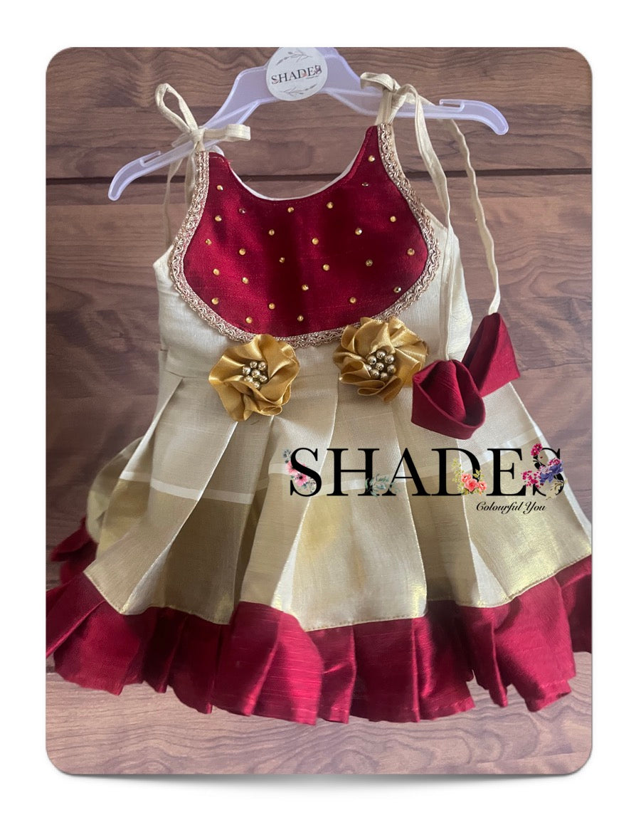 Golden and Maroon baby dress