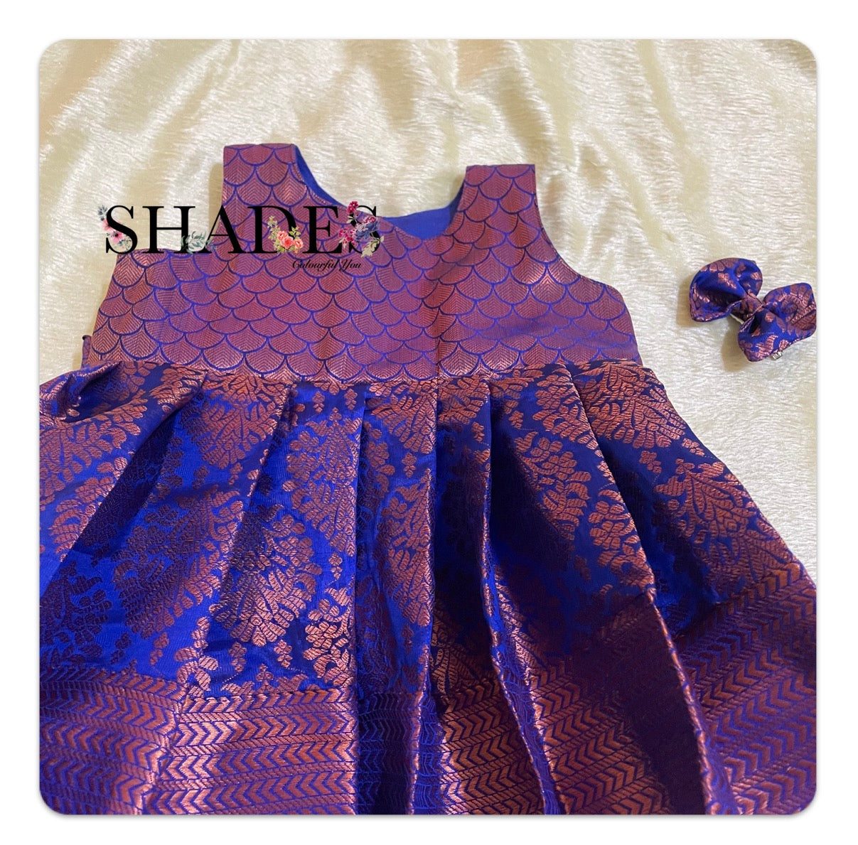 Royal blue brocade dress