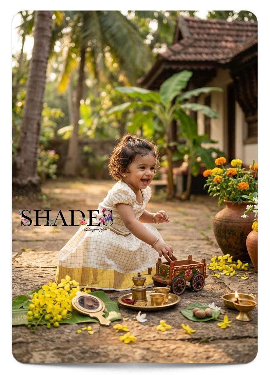 Golden kasavu checks pavada set