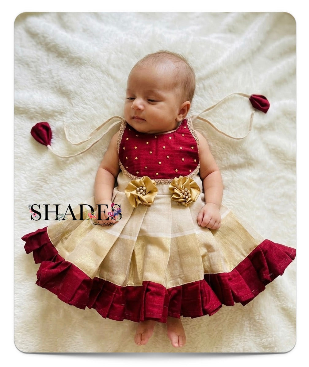 Golden and Maroon baby dress