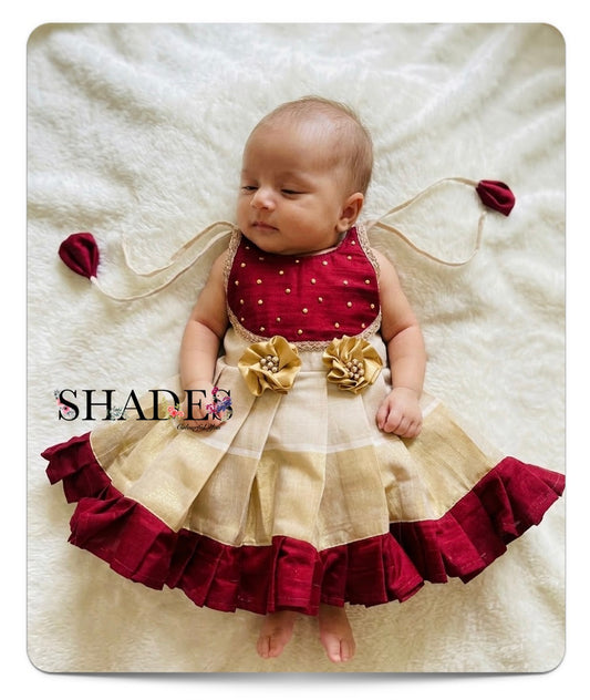 Golden and Maroon baby dress