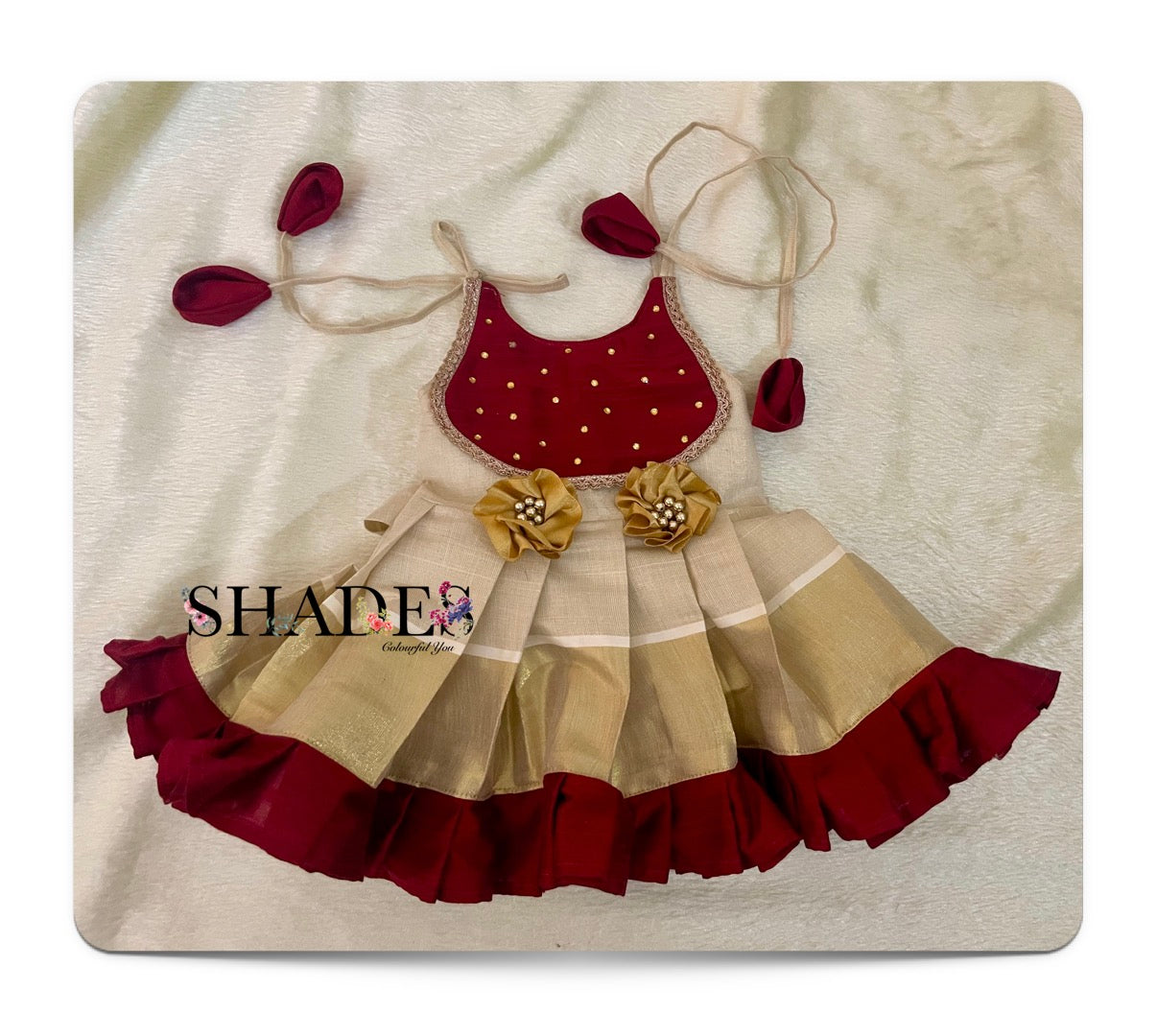 Golden and Maroon baby dress