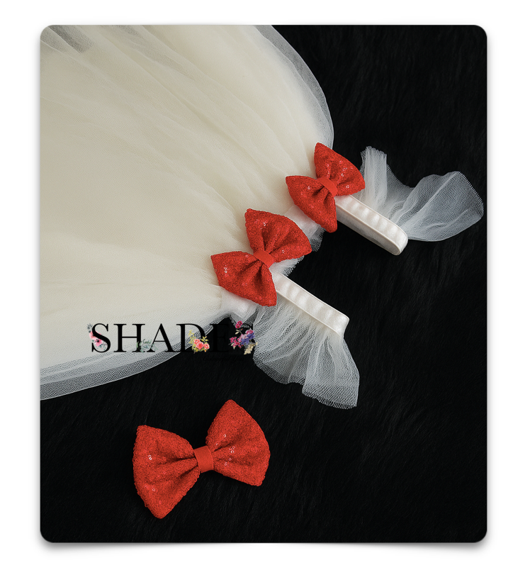 white and red net frock