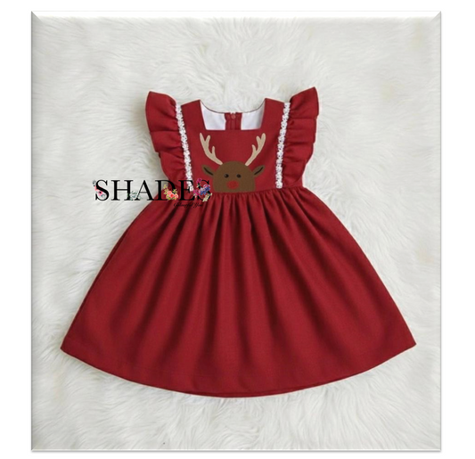 Red reindeer frock