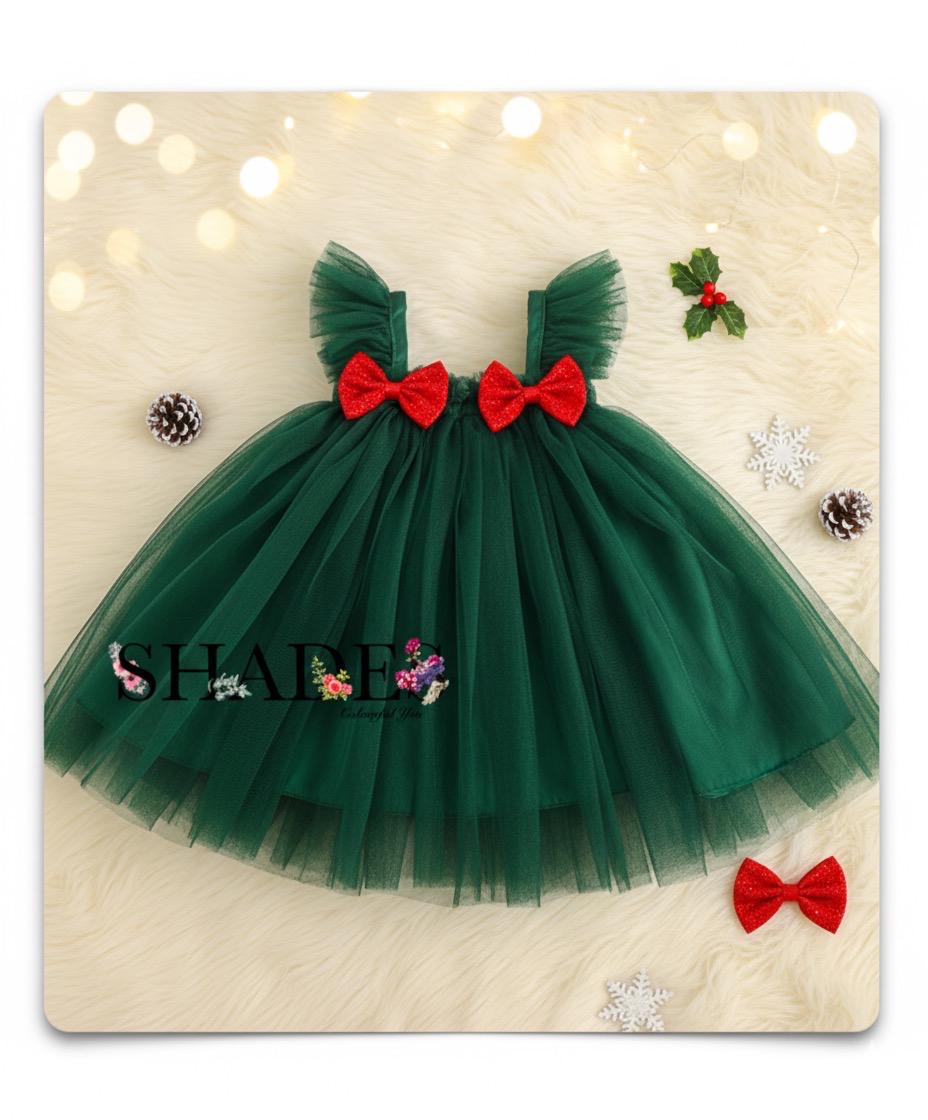 Green net Christmas frock