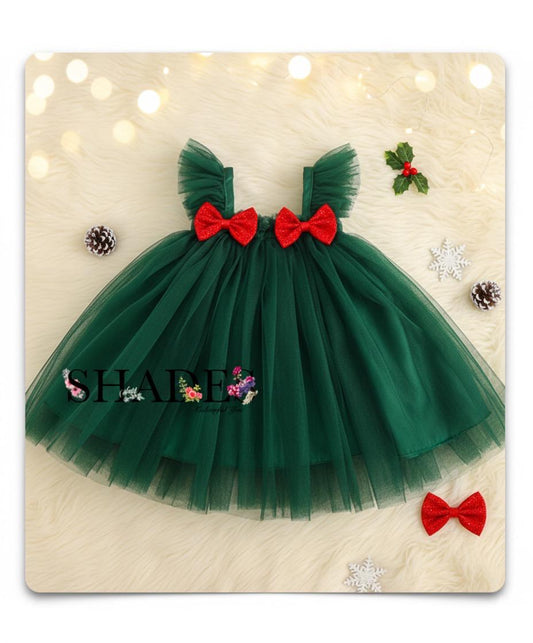 Green net Christmas frock