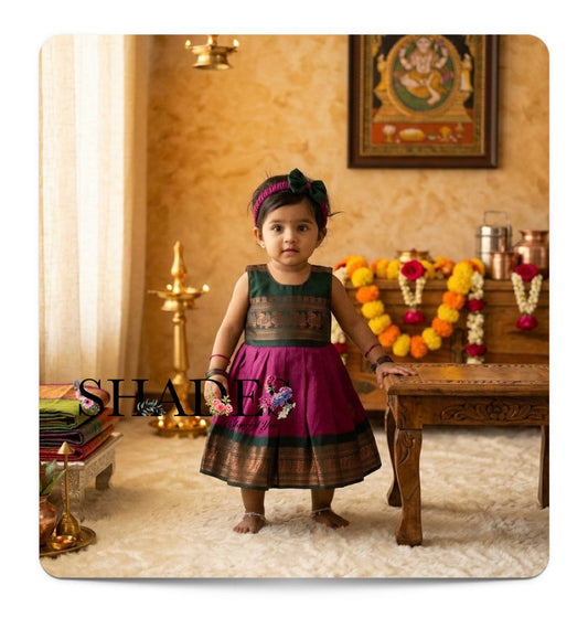 Magenta and green traditional frock